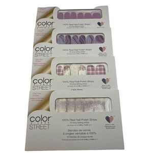 Color Street 100% Nail Polish Strips pinks & purples DIY Manicure 4 Sets NEW